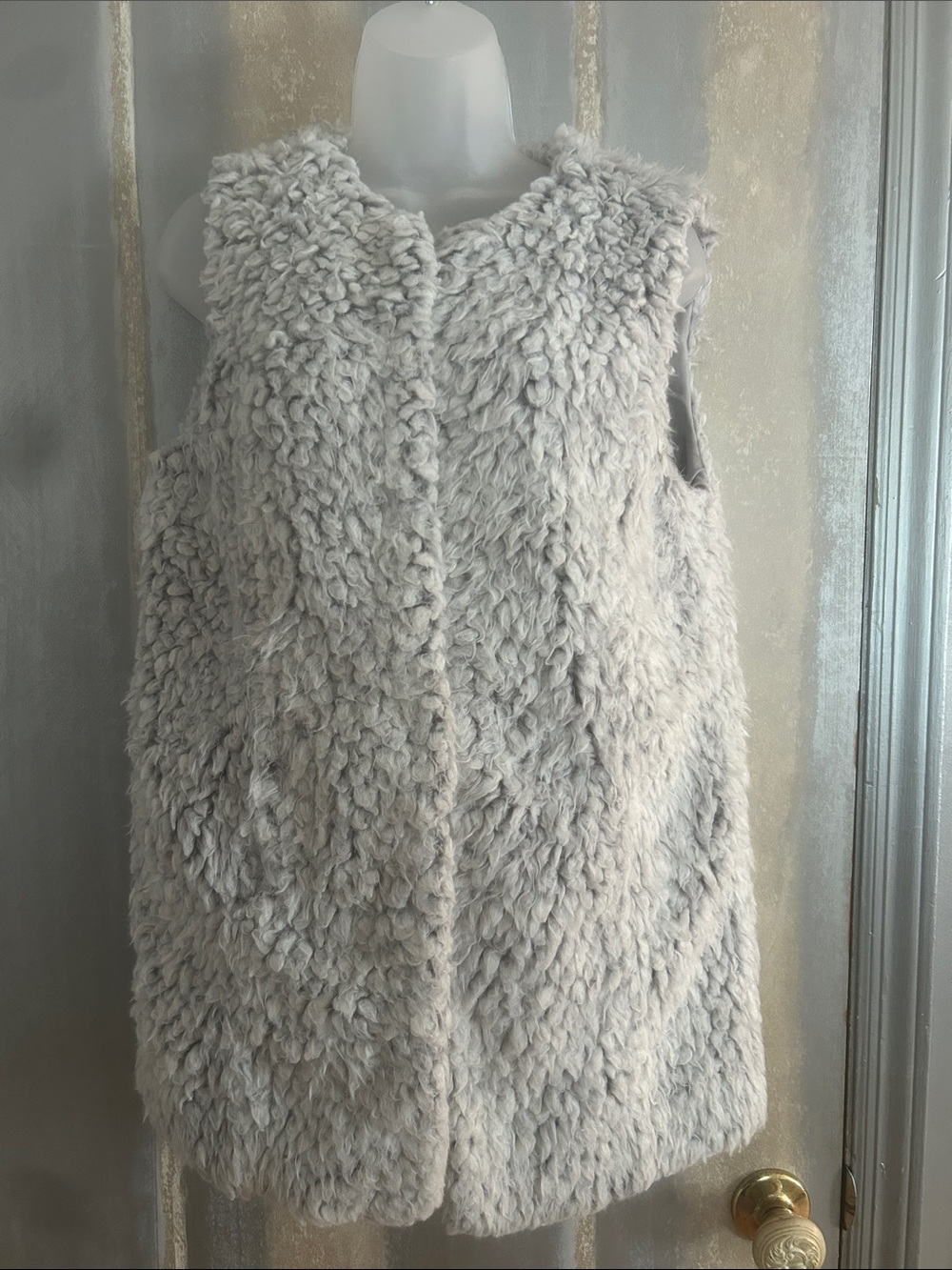 Soft Faux Shearling Vest in Light Gray